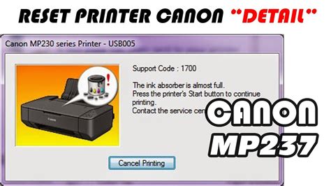 Error 1700 on Canon MP237 printer