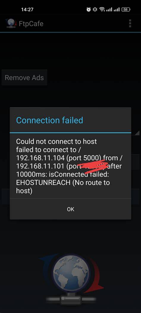 Error Code HostUnreachable