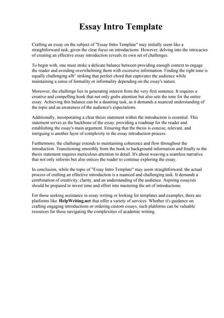 Essay Intro Template
