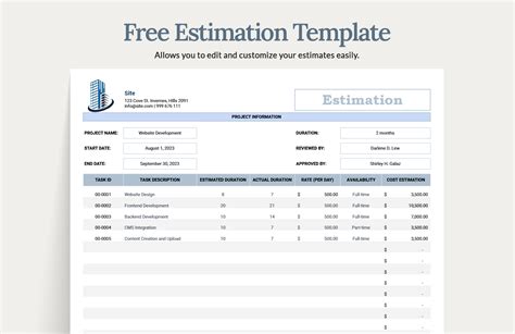 Estimation Template Excel
