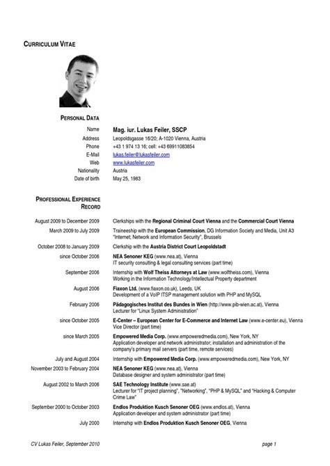 Eu Curriculum Vitae Template