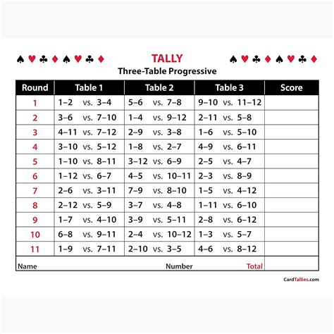 Euchre Tally Cards Printable
