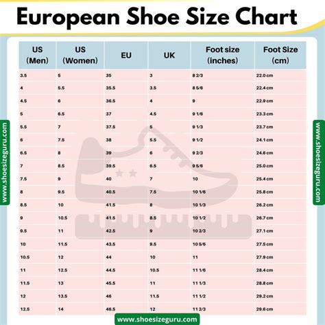European Shoe Size Conversion Chart