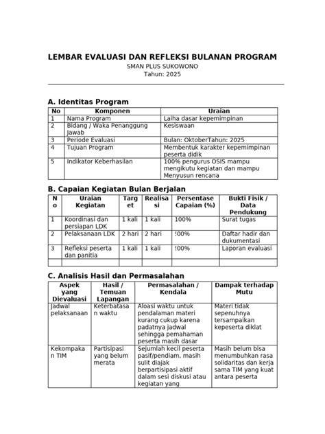 Evaluasi program kepemimpinan