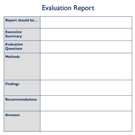 Evaluation Report Template Word