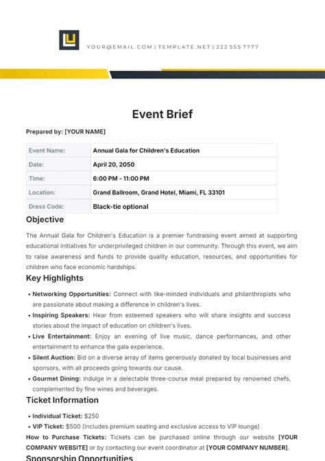 Event Briefing Template