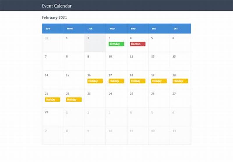 Event Calendar Html Code Free