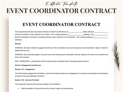 Event Coordinator Contract Template