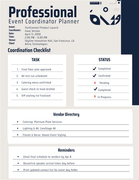 Event Coordinator Planning