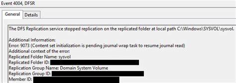 Event ID 2004: Replication Stopped on Volume