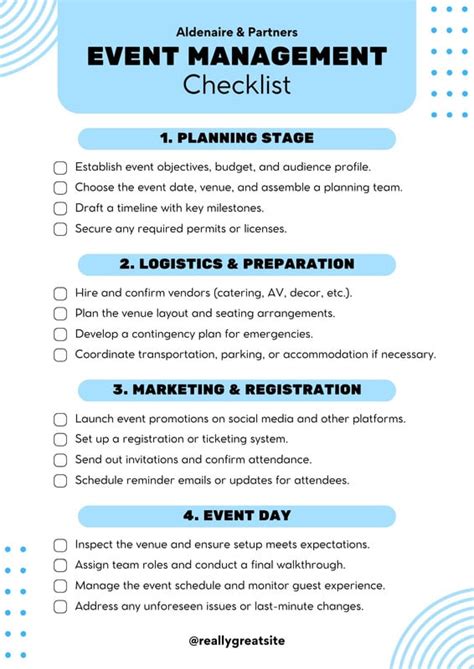 Event Management Checklist Template