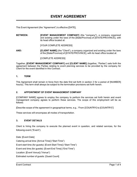 Event Management Contract Template
