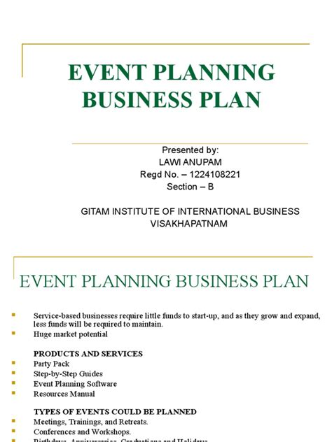 Event Planning Business Plan Template