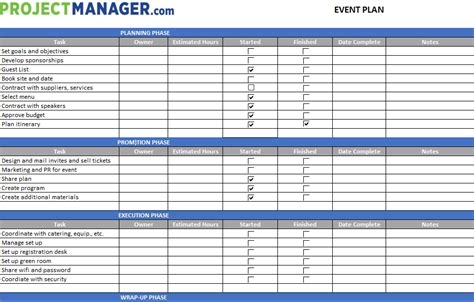 Event Planning Template Excel