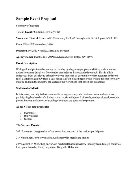 Event Request For Proposal Template