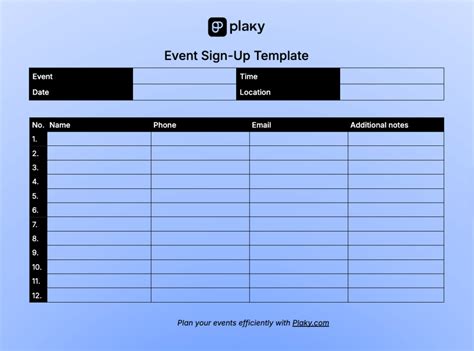 Event Sign Up Template