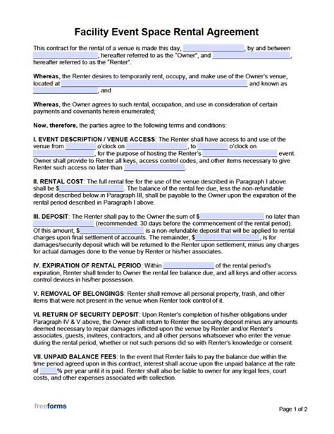 Event Venue Agreement Template