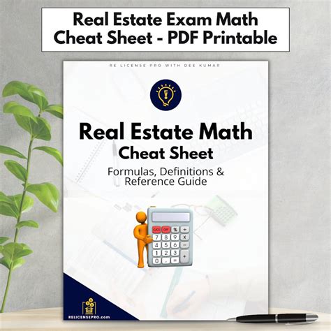 Exam Printable Real Estate Math Formulas Cheat Sheet