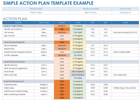 Example Of Action Plan Template