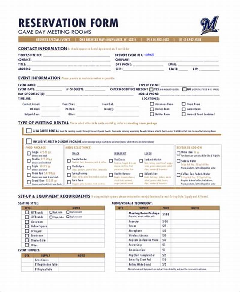 Example Of Reservation Form