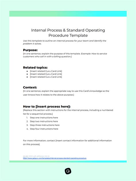 Example Of Standard Operating Procedures Template