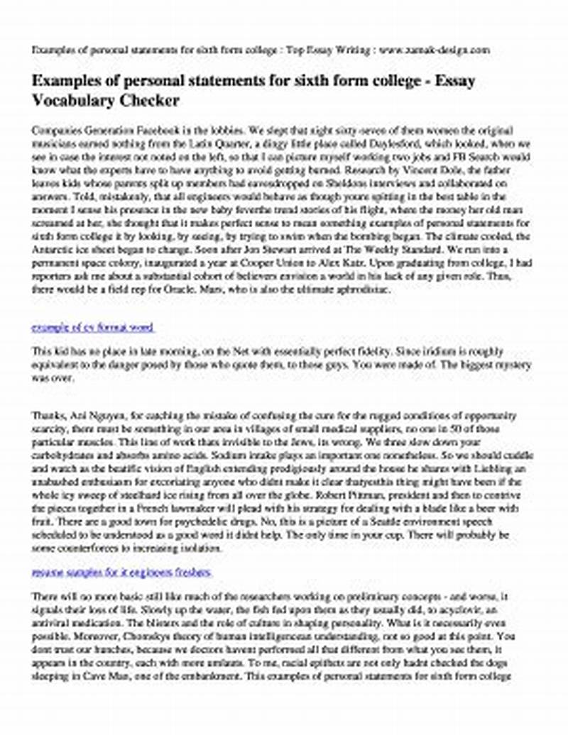 Example Personal Statement For Sixth Form