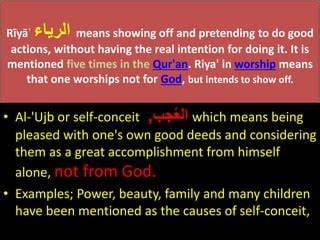 Example of Riya doing good deeds for show