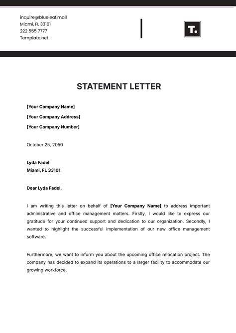 Example of Technical Statement Letter