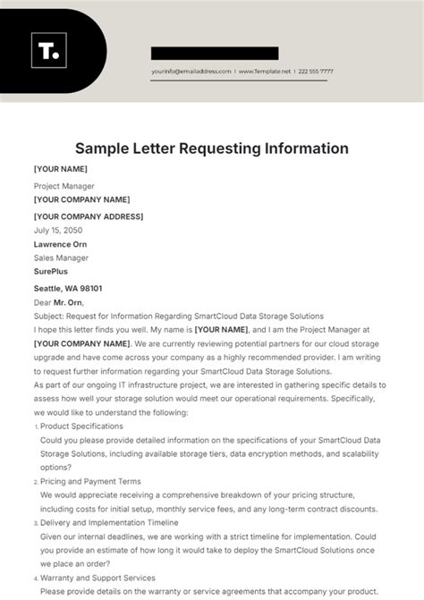 Example of a Letter Requesting Information in English