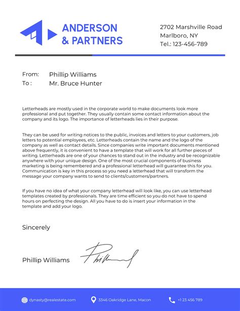 Example of a Letterhead