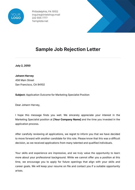 Contoh surat penolakan pekerjaan