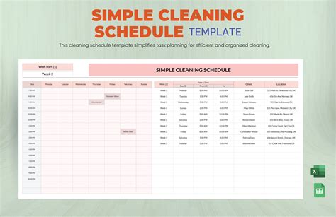 Excel Cleaning Schedule Template