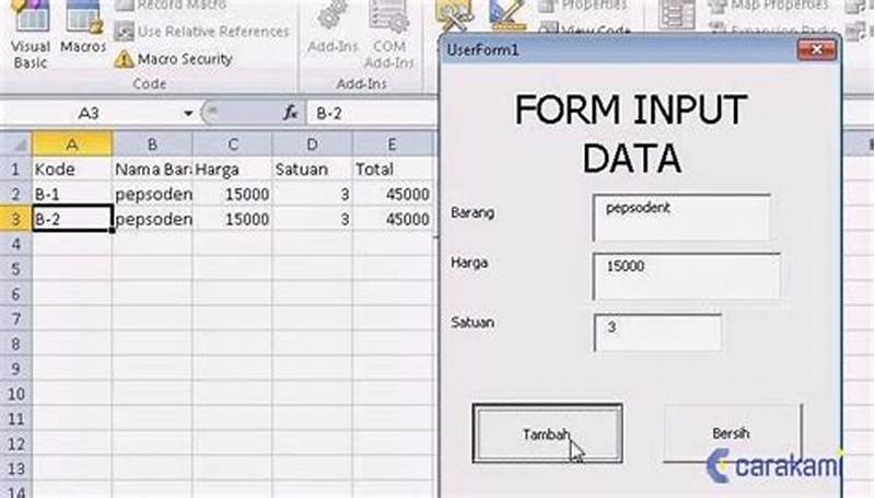 Excel Data Input Form