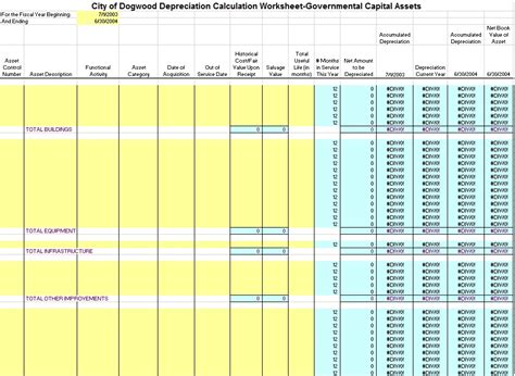 Excel Depreciation Schedule Template