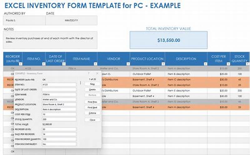 Excel Form Sample