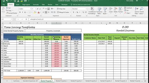 Excel Rental Template