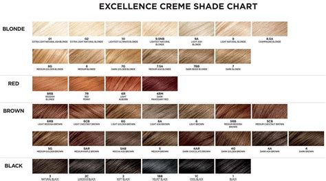 Excellence Loreal Hair Color Chart