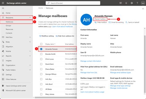 Exchange Admin Center Shared Mailbox