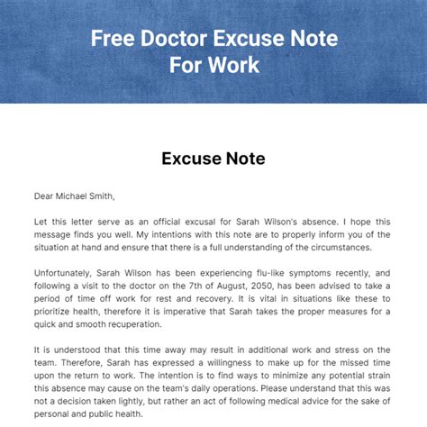 Excuse Note Template