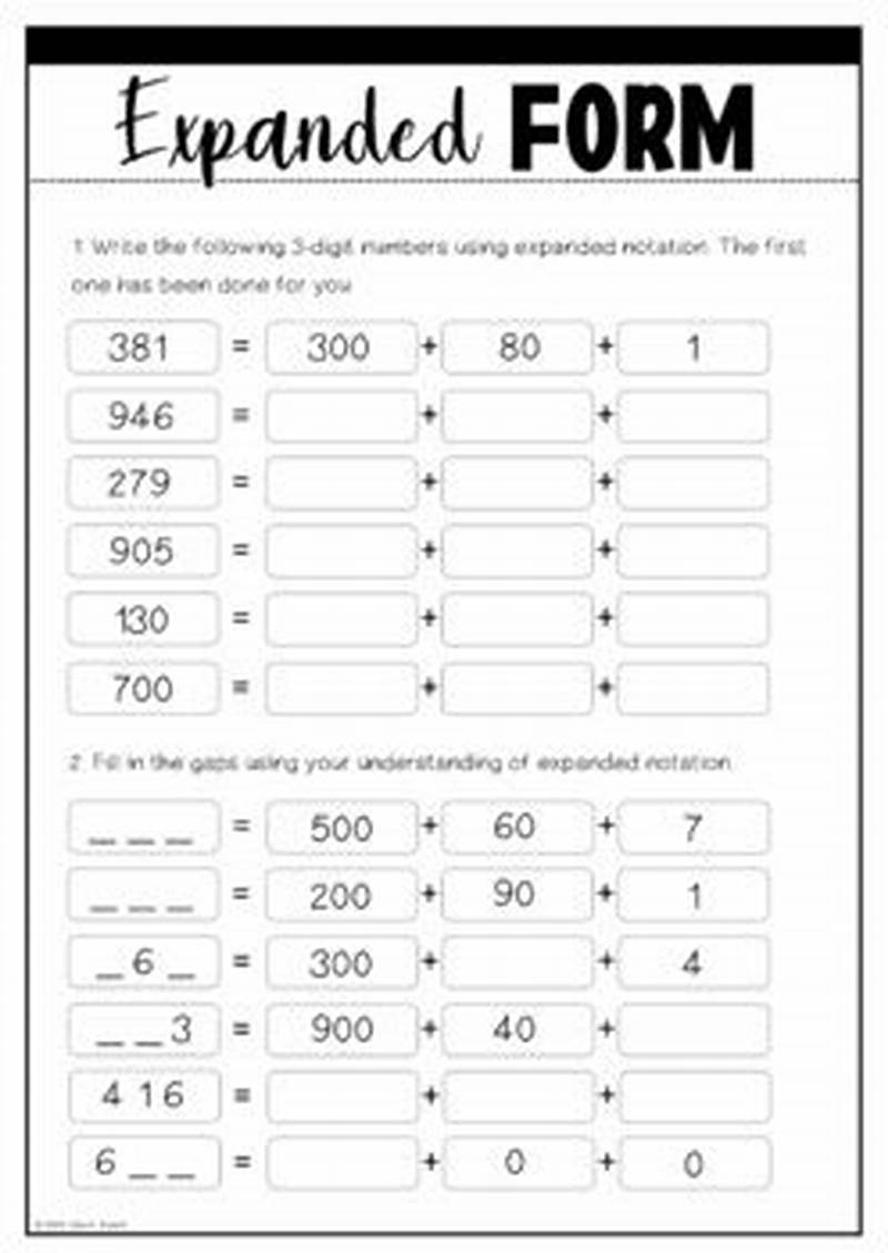 Expanded Form Of 3 Digit Numbers