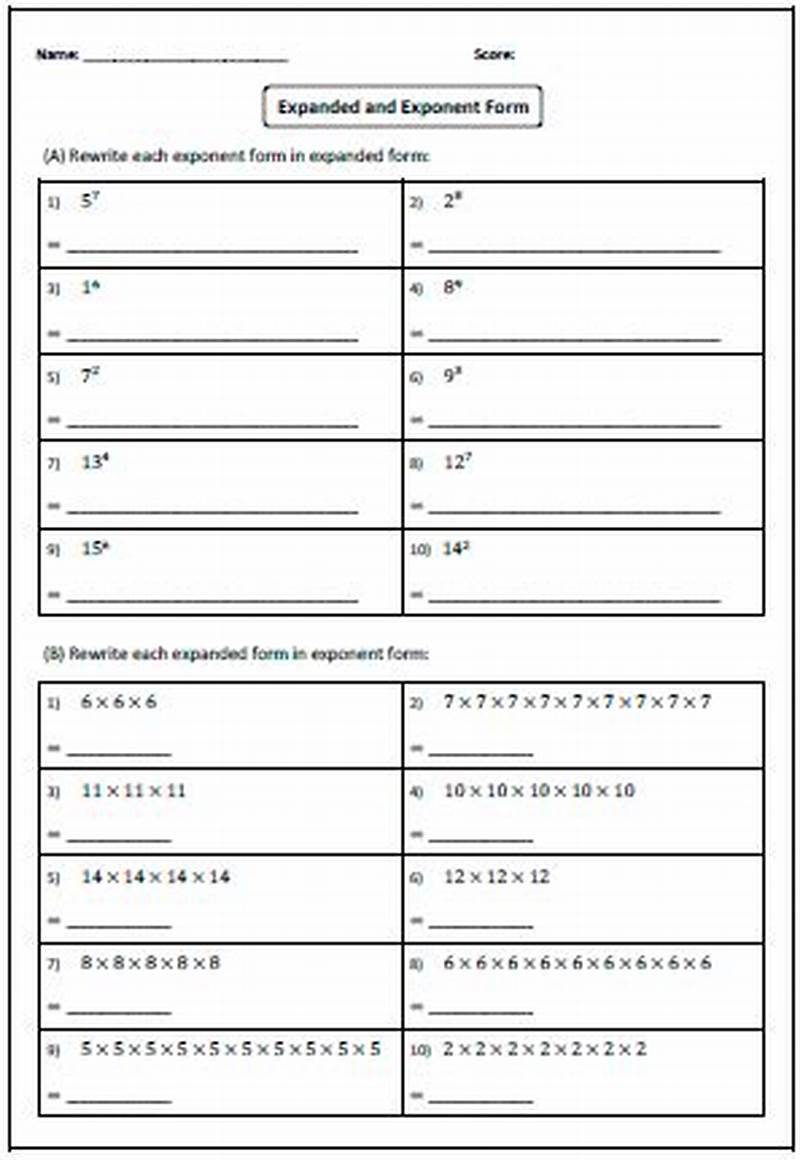 Expanded Form With Exponents Worksheet