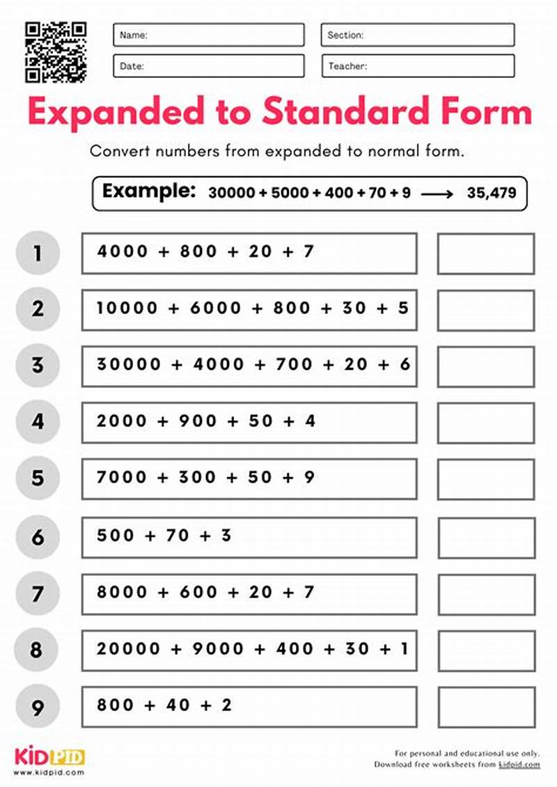Expanded Form Worksheet