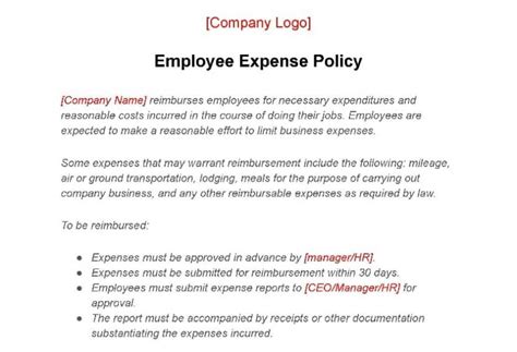 Expense Report Policy Template