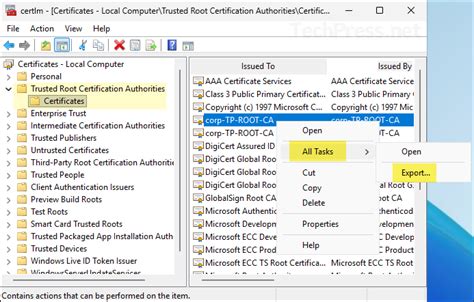 Export Root Certificate
