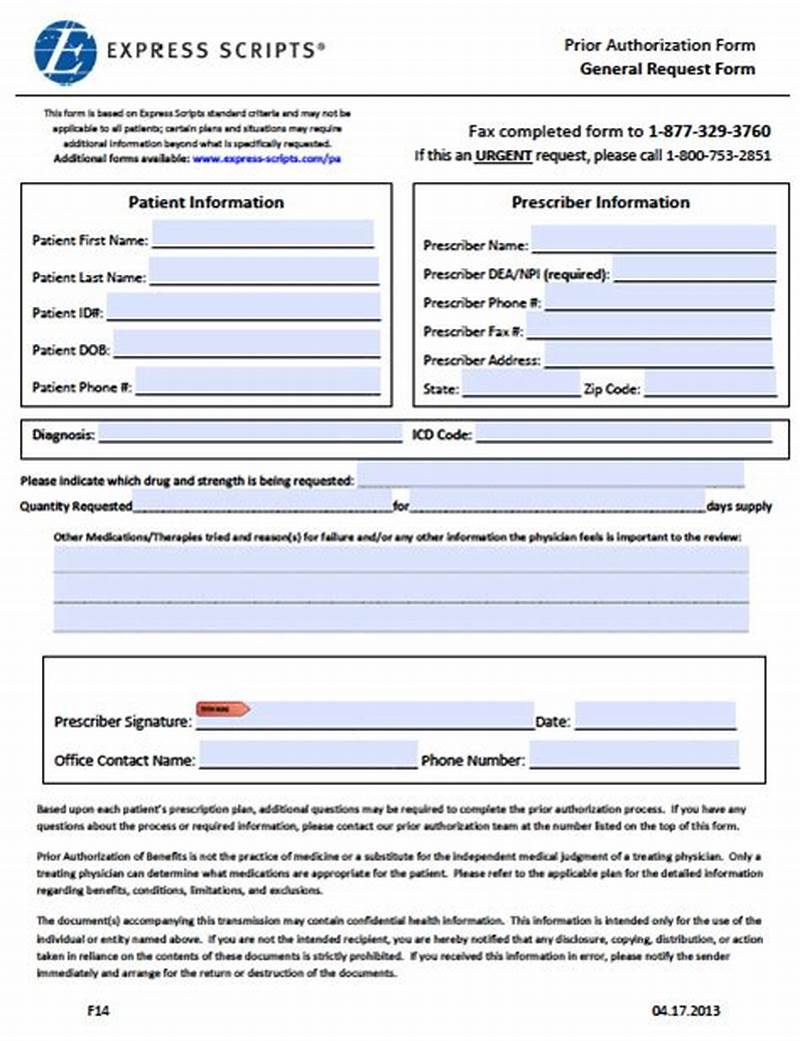 Express Scripts General Prior Authorization Form