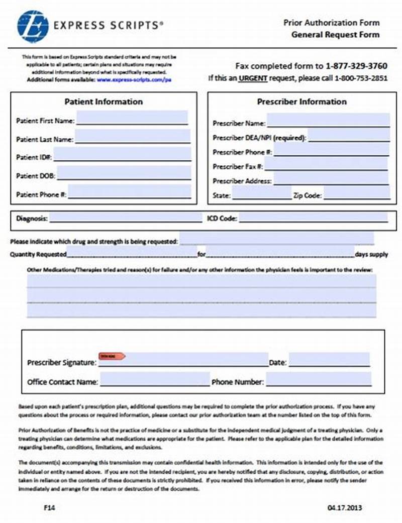 Express Scripts Prior Authorization Request Form