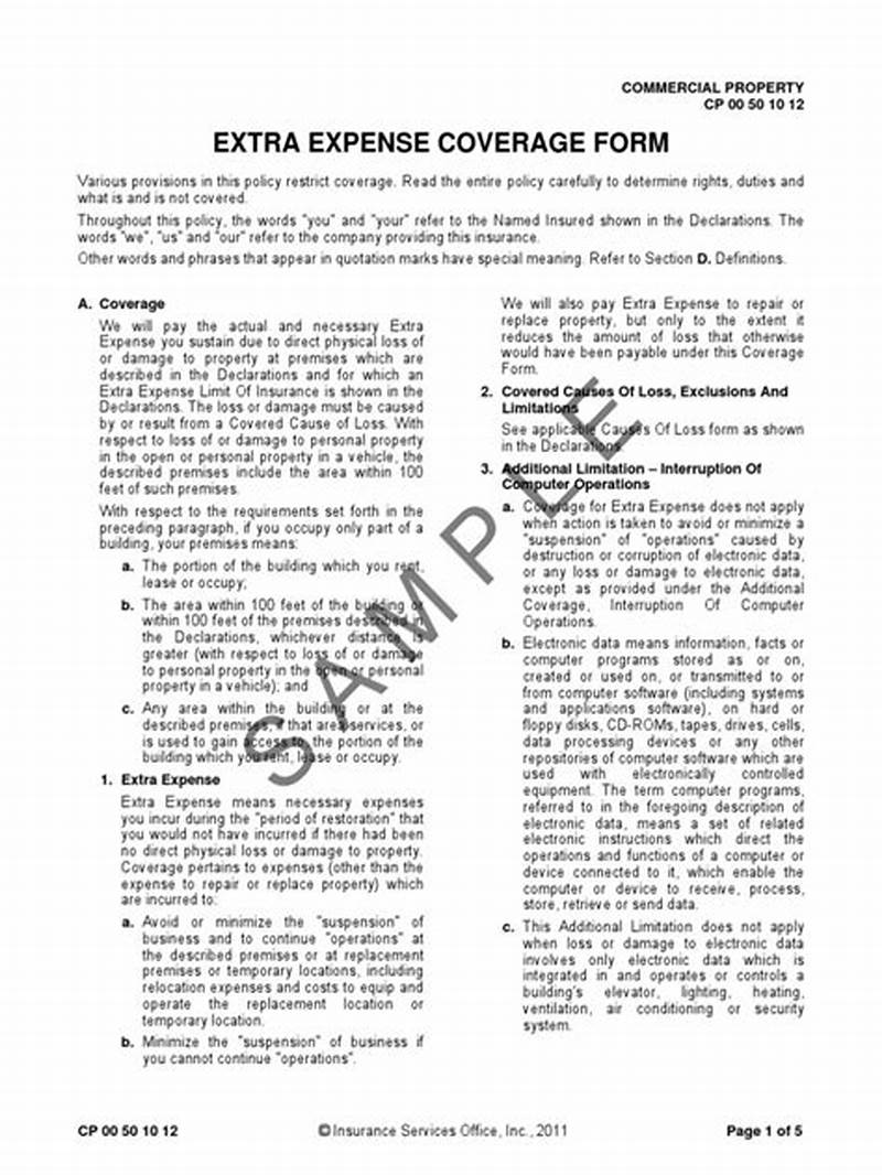 Extra Expense Coverage Form