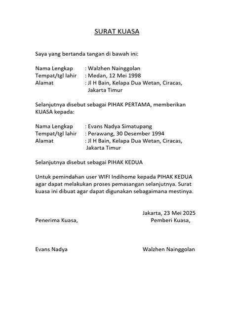 FAQ Seputar Surat Kuasa Indihome