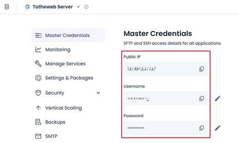 FTP credentials