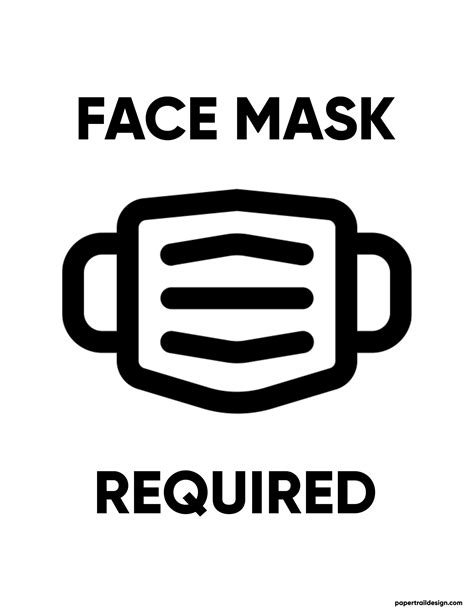 Face Mask Required Sign Printable Black And White
